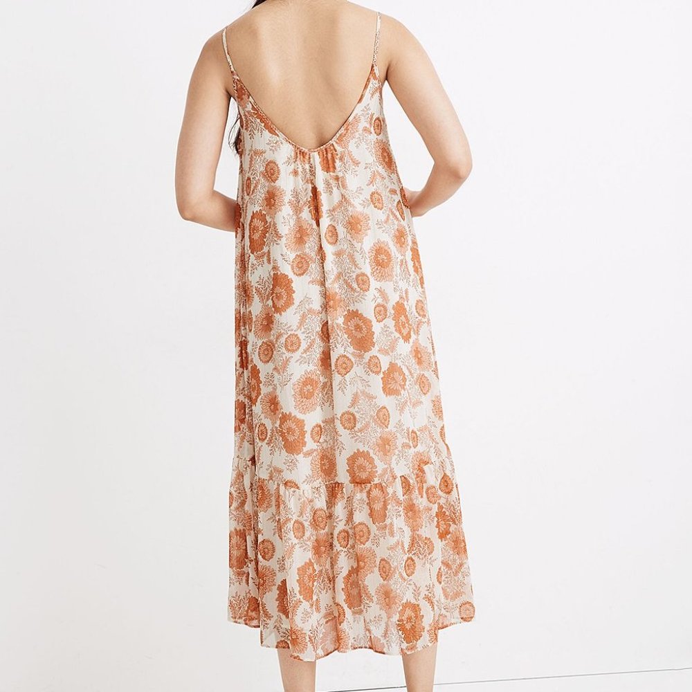 Madewell Antique Cream Floral Cami Midi Dress, New - Picture 2 of 4